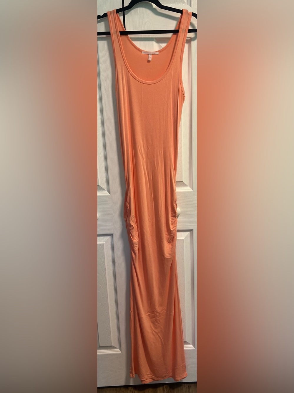 Victoria's Secret Sleeveless Ruched Side Peach Maxi Tank Dress